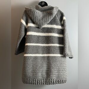 Handmade Heavy Hooded Cardigan 3/4 Sleeve 20" PTP Sz S-M Open Front Cozy & Warm